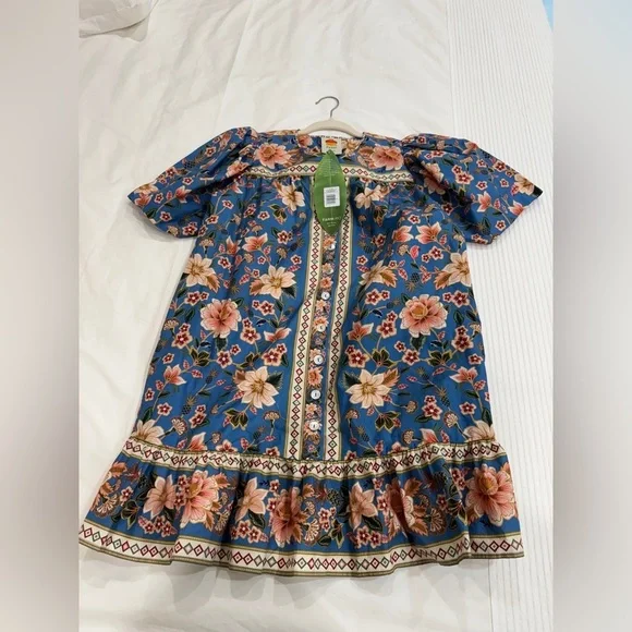 FARM Rio Blue Superbloom Tapestry Organic Cotton Mini Dress -  www.ronaldseam.com
